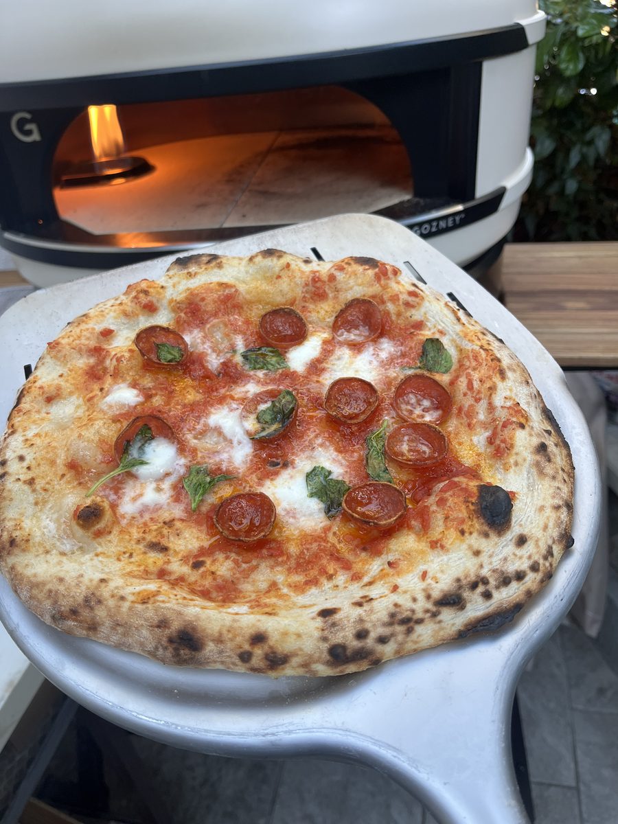 Neapolitan pizza fresh from the Gozney oven