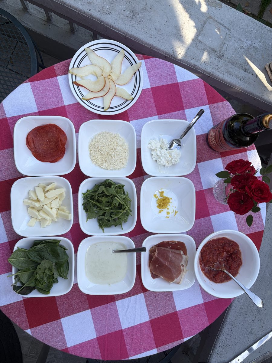 Fresh seasonal ingredients laid out